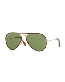 Ray Ban Original Aviator Sunglasses with Camouflage, Brown Horn
