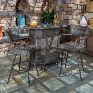 Alfresco Home Tutto All Weather Wicker Mezzo Bar Set   Patio Dining Sets