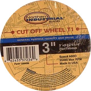 Northern Industrial Cutoff Wheels — 3in.dia., 1/4in. Arbor, 10-Pk., Model# 66243537236-9