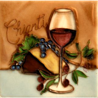 EnVogue 4 x 4 Wine and Cheese Tasting Art Tile in Brown (Set of 4)