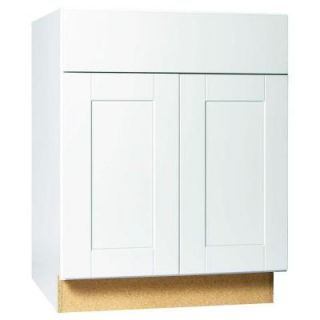 Hampton Bay 27x34.5x24 in. Shaker Base Cabinet with Ball Bearing Drawer Glides in Satin White KB27 SSW