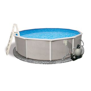 Belize Round 48 inch Deep, 6 inch Top Rail Metal Wall Swimming Pool