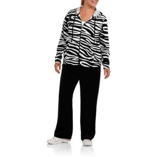 Danskin Now Women's Plus Size Velour Hoodie and Pant Tracksuit Set
