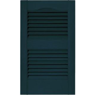 Builders Edge 15 in. x 25 in. Louvered Vinyl Exterior Shutters Pair in #166 Midnight Blue 010140025166