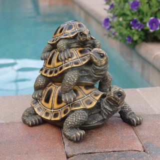 Design Toscano Threes a Crowd Stacked Turtle Statue   Garden Statues