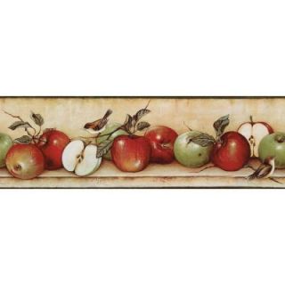 The Wallpaper Company 8 in. x 10 in. Red and Green Apples and Birds Border Sample WC1283066S