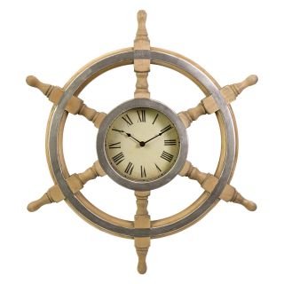 Wood Ship Wheel 26 in. Wall Clock   Wall Clocks