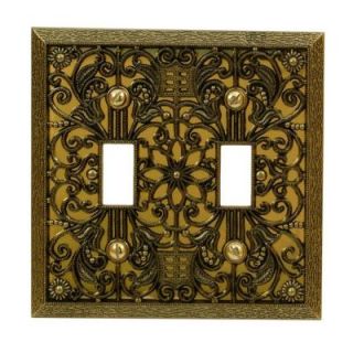 Amerelle Filigree 2 Toggle Wall Plate   Antique Brass 65TTAB