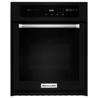 KitchenAid 30 in. Single Electric Wall Oven Self Cleaning with Convection in Black KOSE500EBL