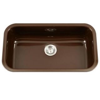 HOUZER Porcela Series Undermount Porcelain Enamel Steel 31 in. Large Single Bowl Kitchen Sink in Espresso PCG 3600 ES