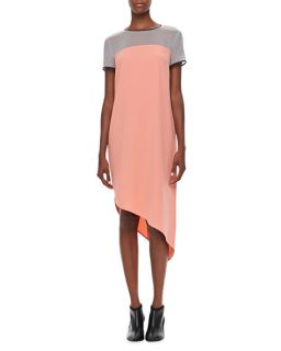 DKNY Colorblock Short Sleeve Asymmetric Dress