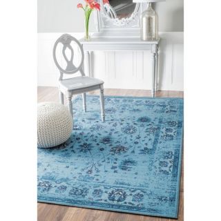 nuLOOM Traditional Vintage Inspired Overdyed Floral Turquoise Rug (5