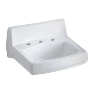 KOHLER Greenwich Wall Mount Vitreous China Bathroom Sink in White with Overflow Drain K 2030 0