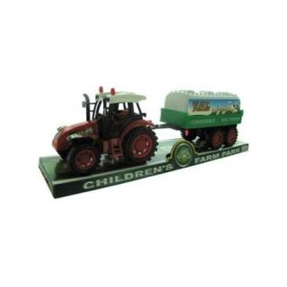 Bulk Buys OC773 12 Friction Farm Tractor Truck and Trailer Set