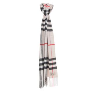Burberry Ivory Heritage Check Cashmere Scarf