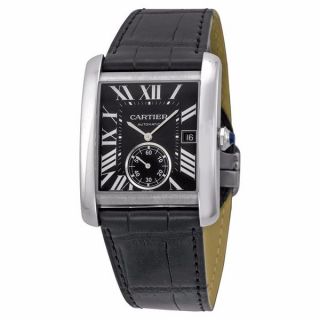 Cartier Mens W5330004 Tank MC Automatic Black Leather Watch
