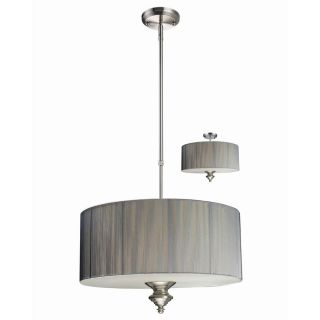 Z Lite 20 in W Manhattan Brushed Nickel Pendant Light with Fabric Shade