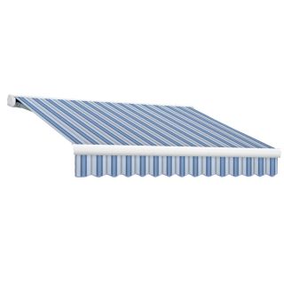 Awntech 288 in Wide x 120 in Projection Blue Multi Stripe Slope Patio Retractable Manual Awning