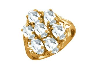 3.85 Ct Oval White Topaz 14k Yellow Gold Ring