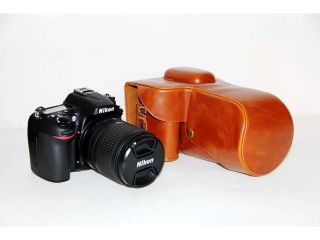 Protective PU Leather Camera Case Bag with Tripod Design Compatible For Nikon D7000 with 18   200mm Lens / 18   105mm Lens Dark Brown