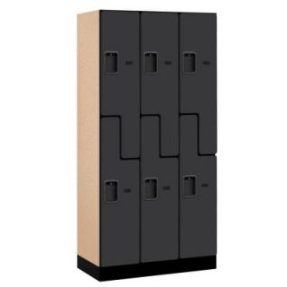 Salsbury Industries 37000 Series 36 in. W x 76 in. H x 18 in. D 2 Tier S Style Designer Wood Locker in Black 37368BLK
