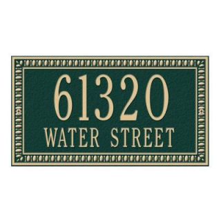 Whitehall Products Egg and Dart Rectangular Green/Gold Standard Wall Two Line Address Plaque 6132GG