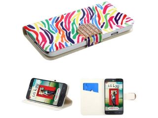 Colorful Zebra MyJacket Wallet (with Diamante Belt) For LG MS323
