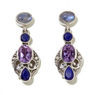 Nicky Butler 1.80ct Amethyst, Moonstone and Lapis Sterling Silver Filigree Drop   1829127