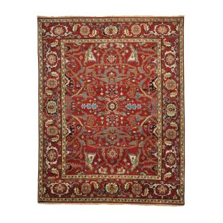 One of a Kind Oriental Red Heriz Serapi Hand knotted Wool Area Rug (8