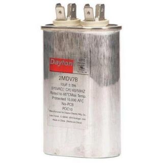 DAYTON 2MDV7 Motor Run Capacitor, 10 MFD, 3 5/8 In. H