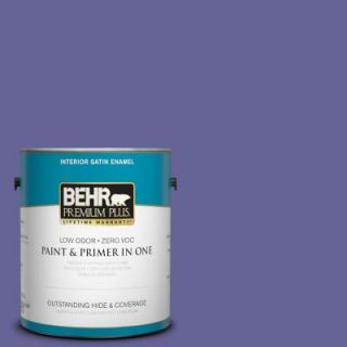 BEHR Premium Plus 1 gal. #T15 13 Prime Purple Zero VOC Satin Enamel Interior Paint 730001