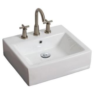 American Imaginations 20 in. W x 18 in. D Above Counter Rectangle Vessel Sink In White Color For 8 in. o.c. Faucet AI 11 439