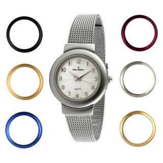 Womens Peugeot Seven Interchangeable Bezel Mesh Watch Set   Silver