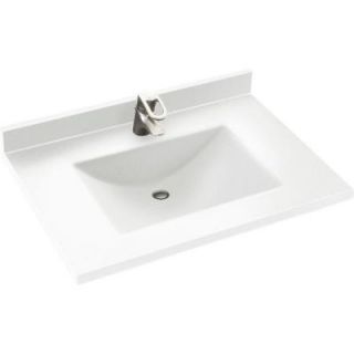 Swan Contour 25 in. W x 22 in. D x 10 1/4 in. H Solid Surface Vanity Top in White with White Basin CV2225 010