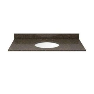 Solieque 37 in. Granite Vanity Top in Coffee Brown with White Basin VT3722GCB.8.HDSOL,DSOM,DSOM