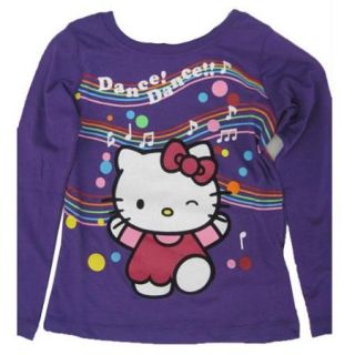 Hello Kitty Little Girls Purple Applique Musical Notes Print Shirt 5 6