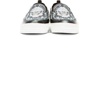 Alexander McQueen Black Skull & Lace Slip On Shoes