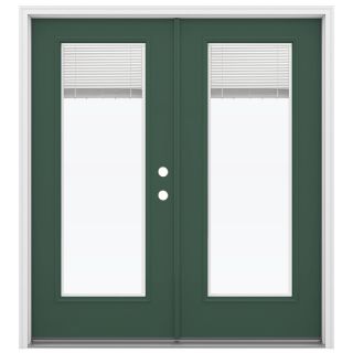 ReliaBilt 71.5 in Blinds Between the Glass Evergreen Steel French Inswing Patio Door