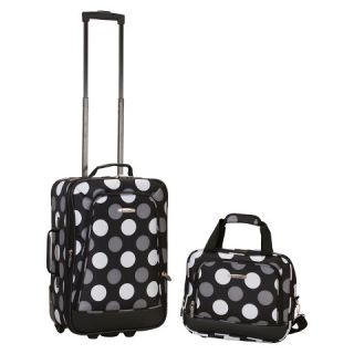 Rockland Rio 2 pc. Carry On Luggage Set   New Black Dot
