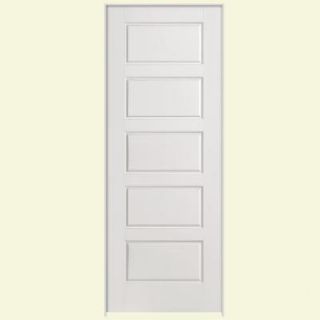 Masonite 30 in. x 80 in. Solidoor Riverside Smooth 5 Panel Equal Solid Core Primed Composite Single Prehung Interior Door 19518