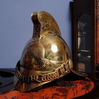 Old Modern Handicrafts Fireman Helmet Sculpture