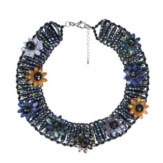 Glowing Floral Medley Multicolor Crystals Necklace (Thailand)