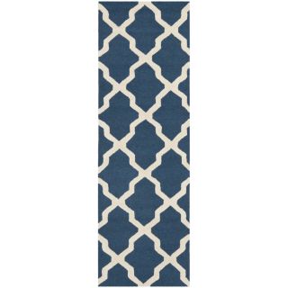 Safavieh Cambridge Navy Blue and Ivory Rectangular Indoor Tufted Runner (Common: 2 x 12; Actual: 30 in W x 144 in L x 0.75 ft Dia)