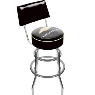Trademark Chevrolet Black or Silver Padded Swivel Bar Stool with Back GM1100CH