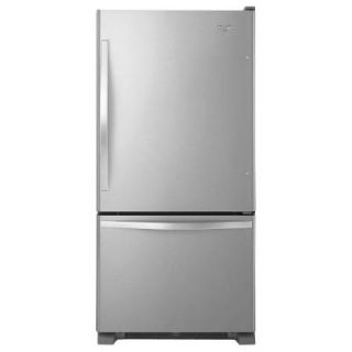 Whirlpool 30 in. W 18.7 cu. ft. Bottom Freezer Refrigerator in Monochromatic Stainless Steel WRB329DMBM
