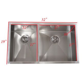 32 x 19 Double Bowl Undermount Kitchen Sink by eModern Decor