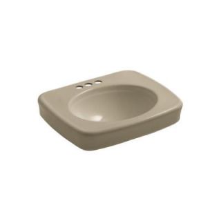KOHLER Bancroft Vitreous China Pedestal Bathroom Sink in Mexican Sand with Overflow Drain K 2340 4 33