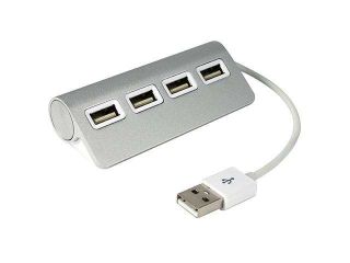 Premium Aluminum 4 Port USB Hub   Sleek Apple Styled Design Ideal For Macbook, iMac, Vaio, and More
