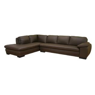 Baxton  Jaquenetta Leather 2 pcs Reversed Sofa Set in Dark Brown