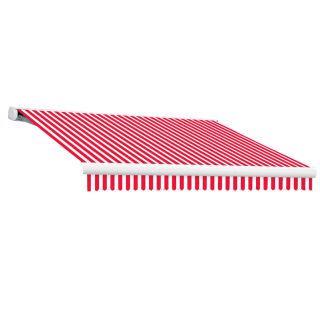 Awntech 216 in Wide x 120 in Projection Red/White Stripe Slope Patio Retractable Manual Awning